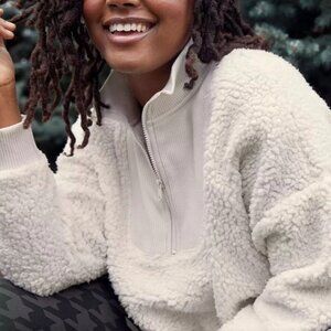 Aerie Lilac Sherpa Half-Zip Sweatshirt